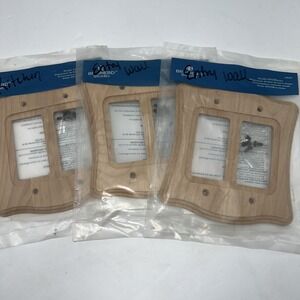 64630 Scallop Unfinished Wood Double GFCI Wall‎ Plates (3 Wall Plates) New